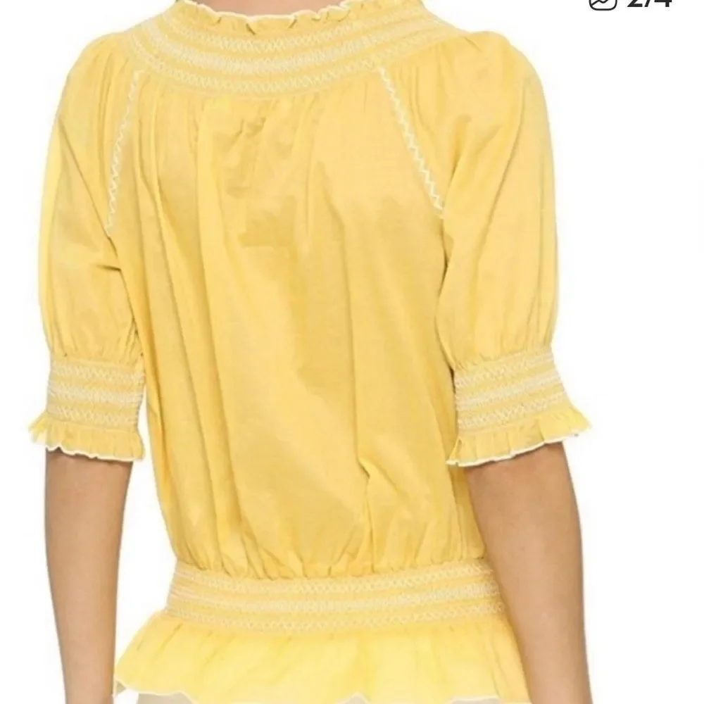 Tory Burch Yellow Smocked Blouse